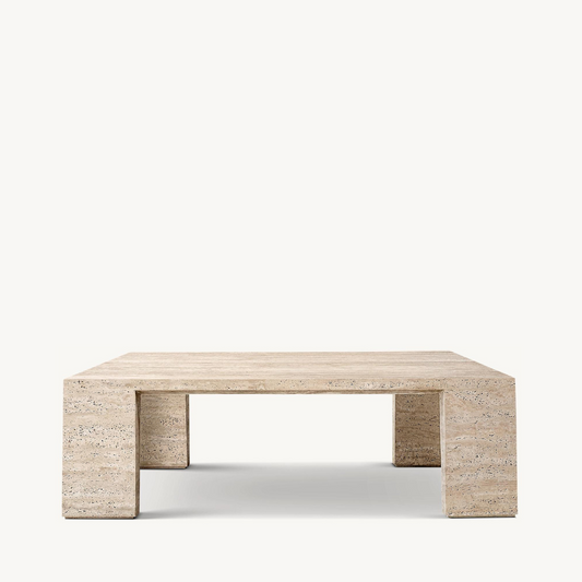 TIVOLI Collection solid volubilis travertine 4-legged coffee table