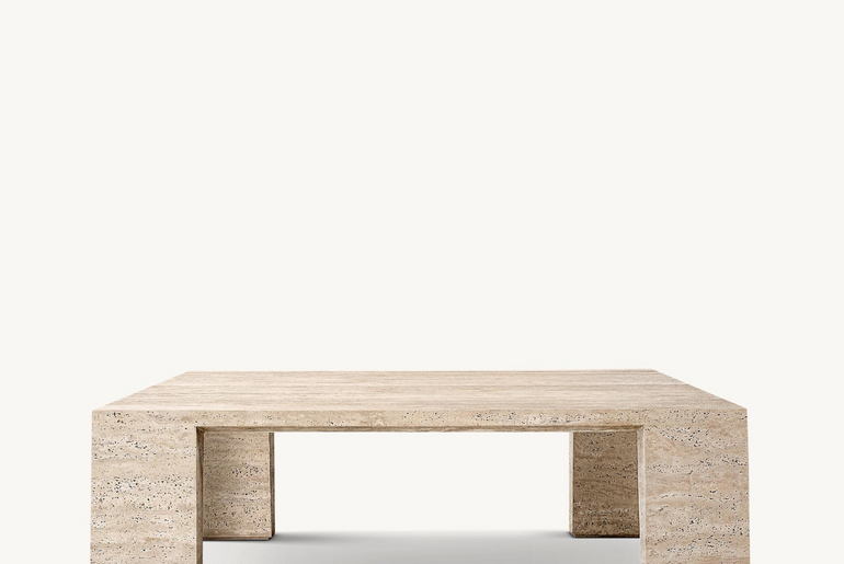 TIVOLI Collection solid volubilis travertine 4-legged coffee table