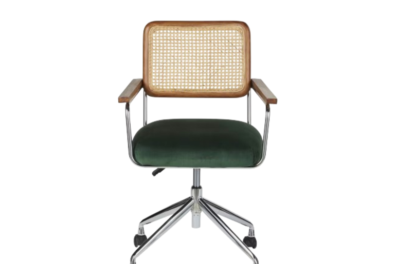 HANOI metal and rattan cane office chair with wheels