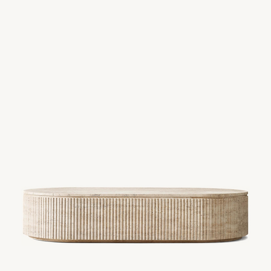 TIVOLI Collection solid volubilis travertine oval coffee table