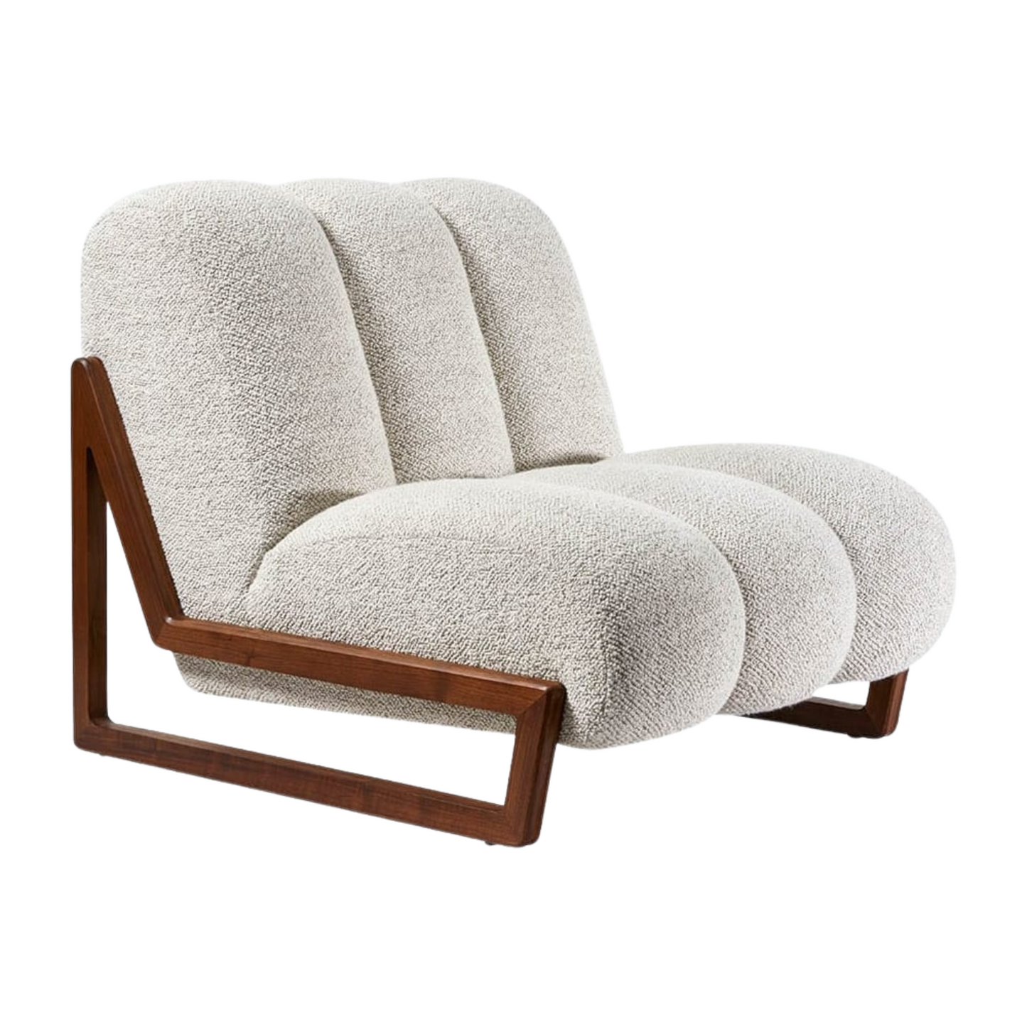 SAMBA walnut and curly wool armchair