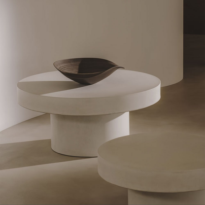 MAYA round white cement coffee table