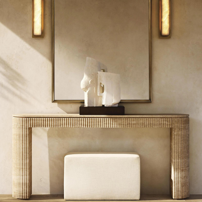 Console hand-carved in solid volubilis travertine TIVOLI Collection