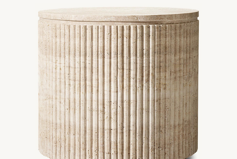 Table d'appoint ronde en travertin volubilis massif TIVOLI Collection