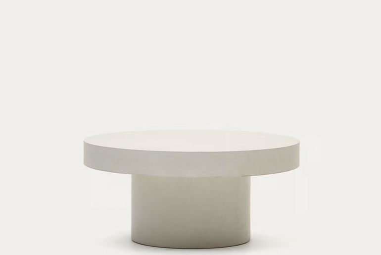 Table basse ronde en ciment blanc MAYA