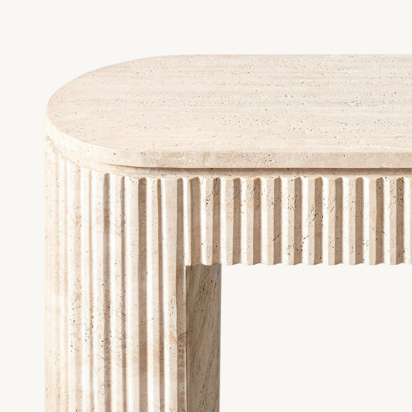 Console hand-carved in solid volubilis travertine TIVOLI Collection