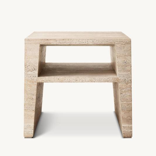 Bedside table with travertine niche