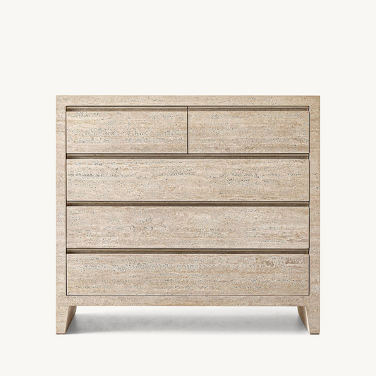 5-drawer travertine chest of drawers