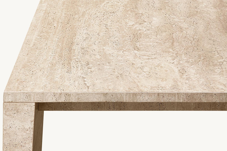 Dining table for 6 or 8 people in solid volubilis travertine