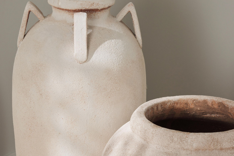 Sandblasted ceramic amphora