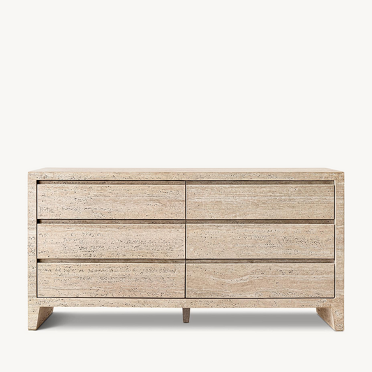 6-drawer travertine chest of drawers