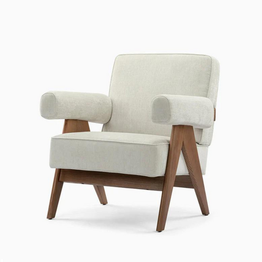 Fauteuil Easy Armchair en coton et noyer JAPANDI