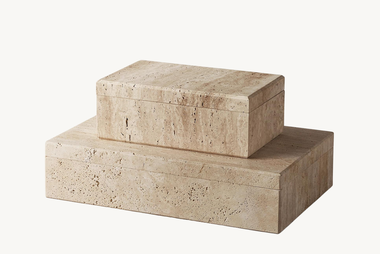 Set of boxes in solid volubilis travertine TIVOLI Collection