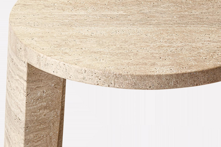 Table d'appoint ronde 1 tiroir en travertin volubilis massif TIVOLI Collection