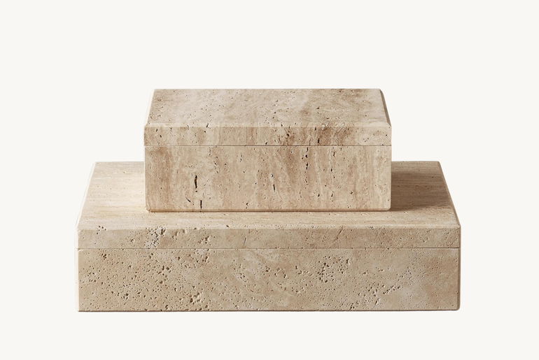 Set of boxes in solid volubilis travertine TIVOLI Collection