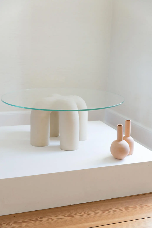 Table basse en verre et béton ciré ARIA