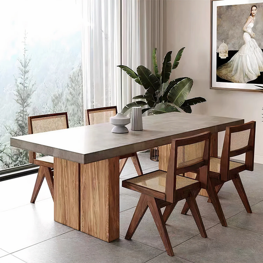 LIV oak and cement dining table for 6/8 people