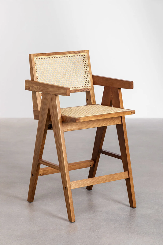 ALEJO solid wood and rattan cane high chair