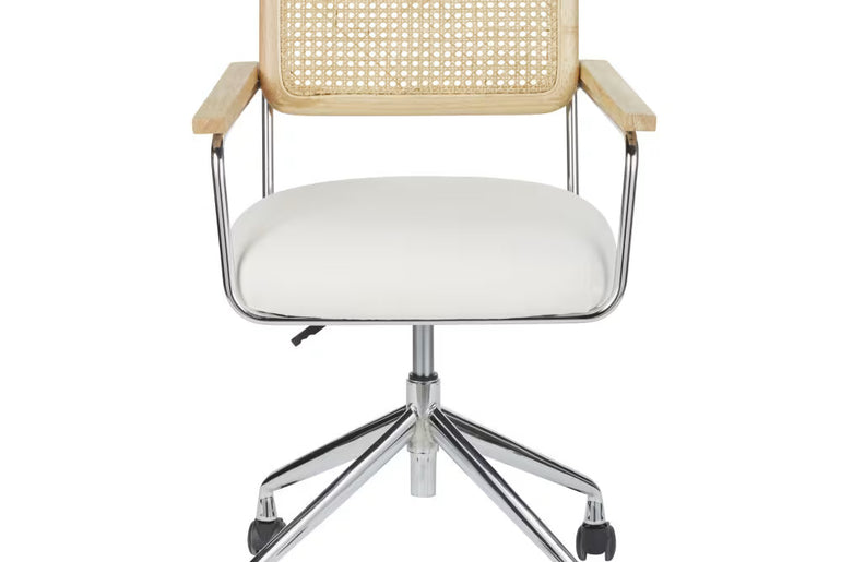 HANOI metal and rattan cane office chair with wheels