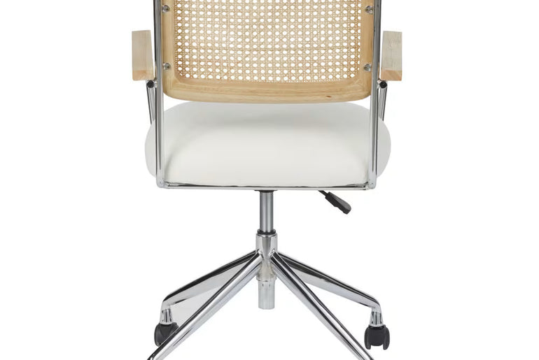 HANOI metal and rattan cane office chair with wheels