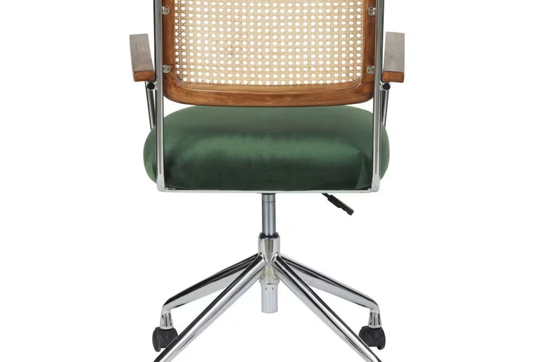 HANOI metal and rattan cane office chair with wheels