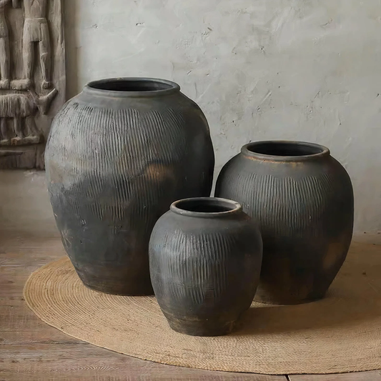 Juego de 3 tinajas de barro VERACRUZ