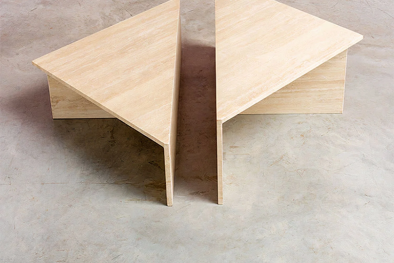 2 in 1 table in volubilis travertine ORIGAMI