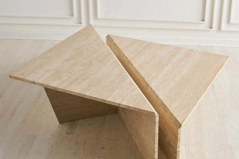 2 in 1 table in volubilis travertine ORIGAMI