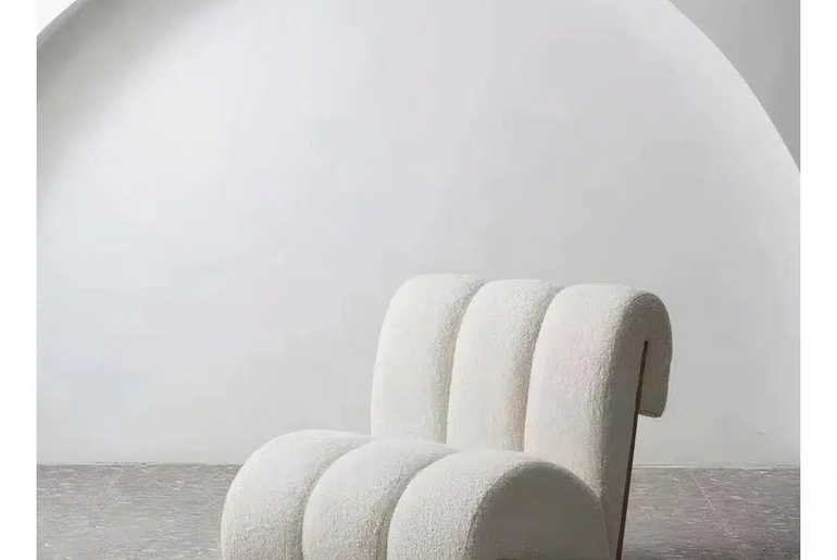 ALBA beech and curly wool armchair