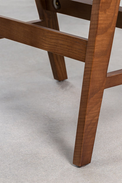 ALEJO solid walnut and rattan cane stool