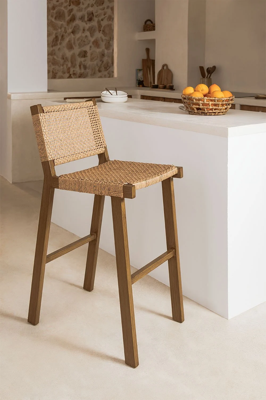 ADRIA solid beech and wicker high chair