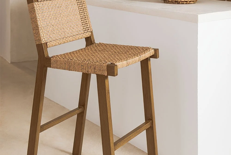 ADRIA solid beech and wicker high chair