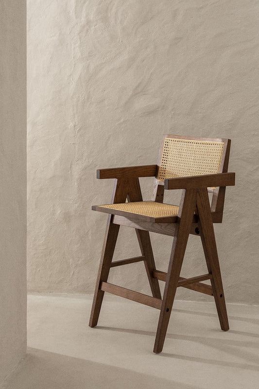 ALEJO solid wood and rattan cane high chair